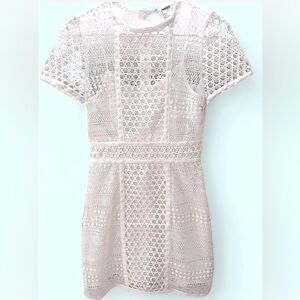 Vtg 00’s Cottage-Coquette Crochet Lattice Overlay Mini Dress 🟢